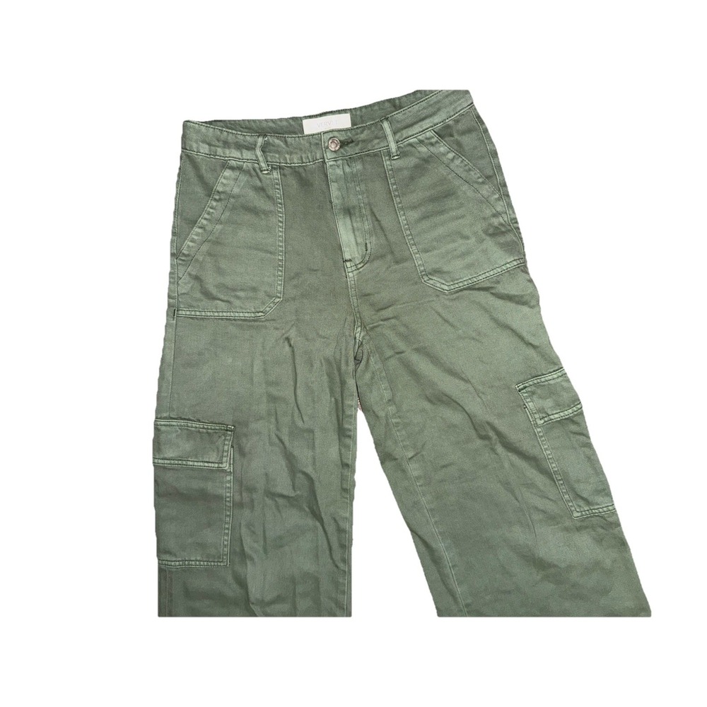Vervet Olive Green High Rise Cargo Wide Leg Utility Pocket Pant Womens Sz 28 - Picture 4 of 6